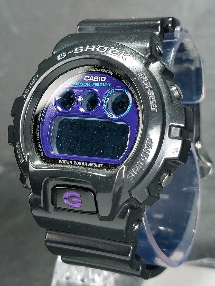 CASIO カシオ G-SHOCK ジーショック DW-6900MF-1 メンズ デジタル 腕時計 パープル文字盤 ブラック ラバーベルト ステンレス 動作確認済み_画像3