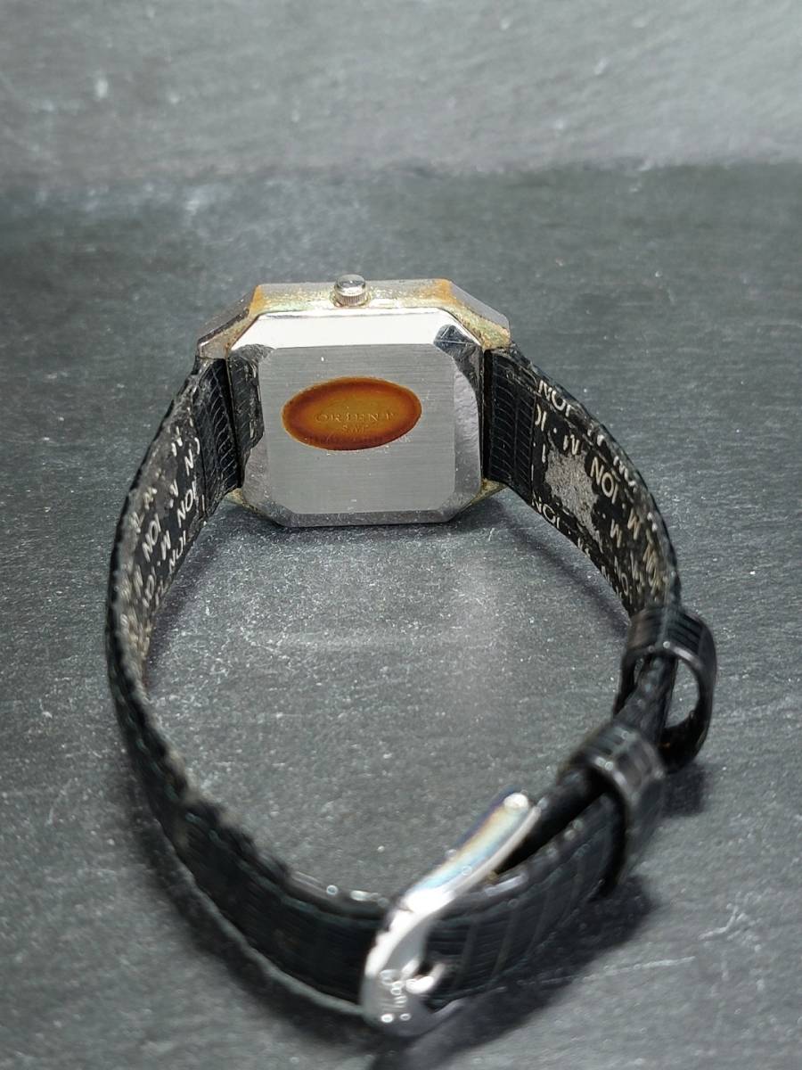 ORIENT オリエント QUARTZ クォーツ I091511-40 メンズ アナログ 腕時計 3針 シルバー文字盤 レザーベルト ステンレス 新品電池交換済み_画像6