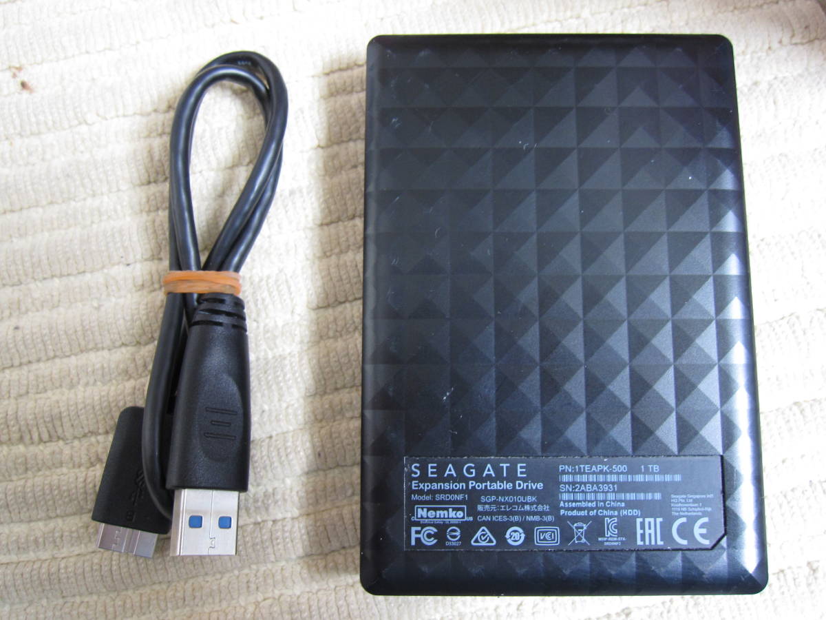  SEAGATE シーゲート Expansion Portable Drive SRD0NF1 外付けHDD　1TB　フォーマット済_画像1