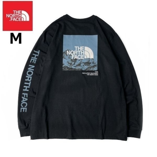 1円～!売切!【正規新品】THE NORTH FACE◆L/S LOGO PLAY 長袖 Tシャツ ロンT US限定 袖ロゴ ヒマラヤ 落描き風 アウトドア(M)黒 180902-20_画像3