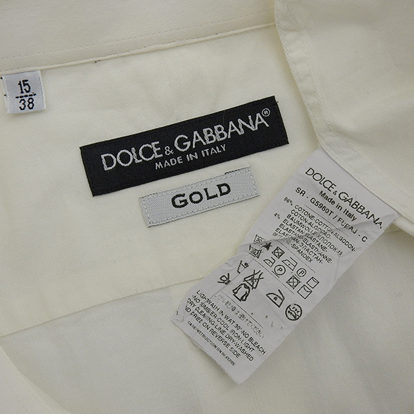 ドルチェ&ガッバーナ DOLCE&GABBANA コットン 長袖 シャツ メンズ ホワイト 白 size38 [Y02861]_画像8