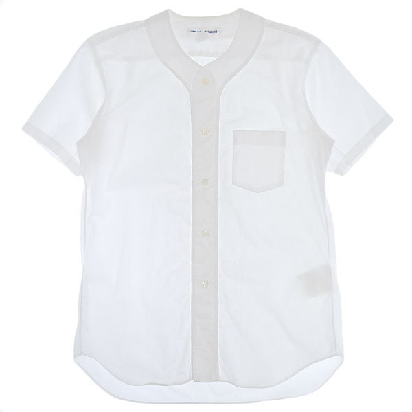 コムデギャルソン シャツ COMME DES GARCONS SHIRT コットン ベースボール ハーフスリーブ シャツ メンズ ホワイト sizeM S21076 [Y02982]