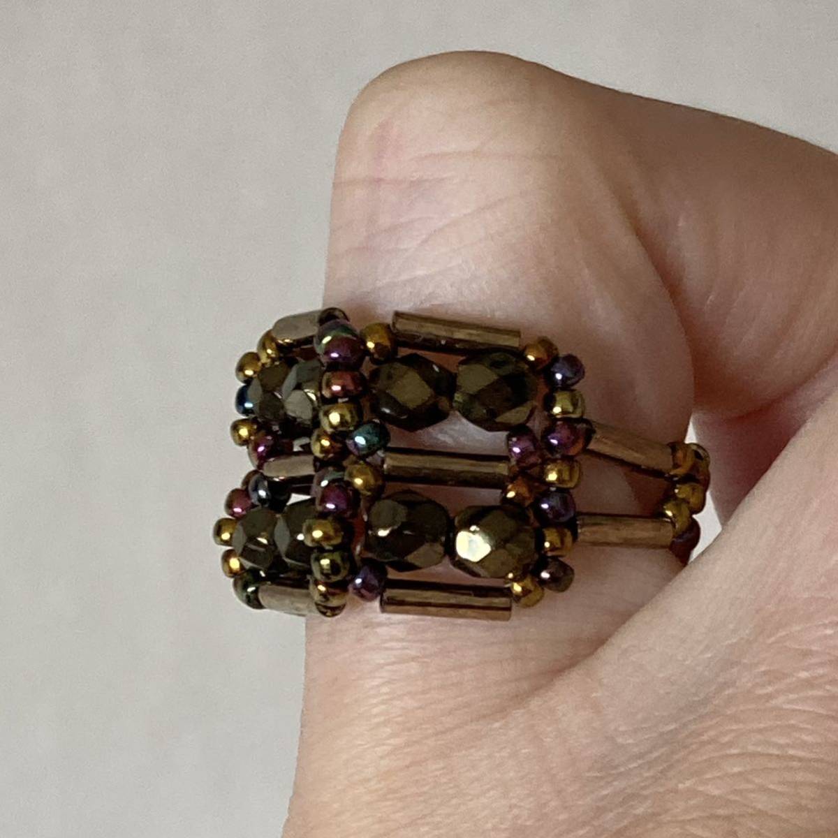 17-19 number bamboo beads . Czech beads. ring bronze × sphere insect series Mix 