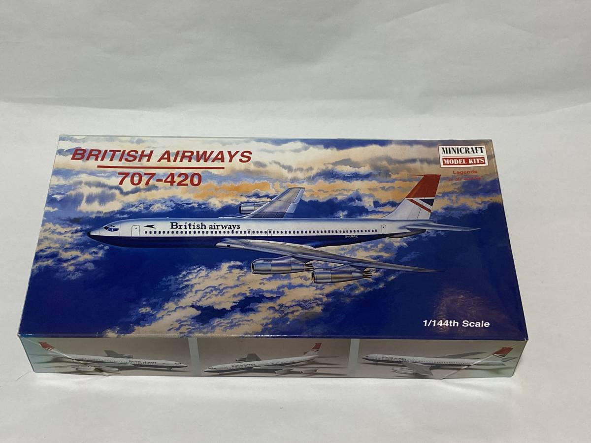 ミニクラフト 1/144 ボーイング　707-420　ブリティッシュエアウェイズ　 British Airways　BA　MINICRAFT ランナー外れあり_画像1