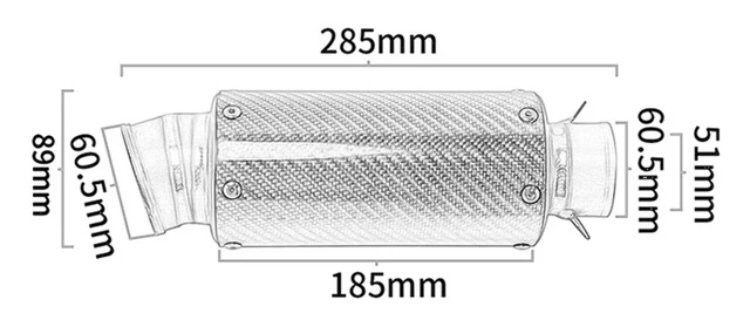 ■安心取引!!■【フルチタン製】【60.5mm用】汎用GP菅ショートサイレンサー 全長285mm スリップオン マフラー インナーサイレンサー付属の画像2