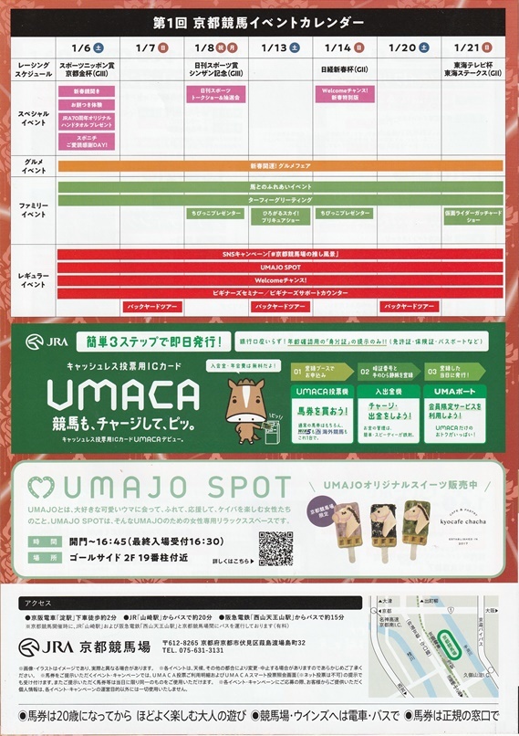 ●JRA　京都競馬　チラシ　長澤まさみ/佐々木蔵之介/見上愛　A4サイズ　2024年１月　フライヤー　（検索　切り抜き）_裏面