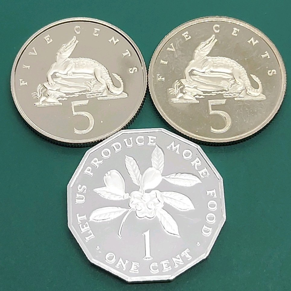 [60211] не использовался товар ja mica 5 цент (1976 год ) 5 цент (1977 год ) 1 цент (1976 год ). суммировать 3 пункт мир монета монета коллекция товар 