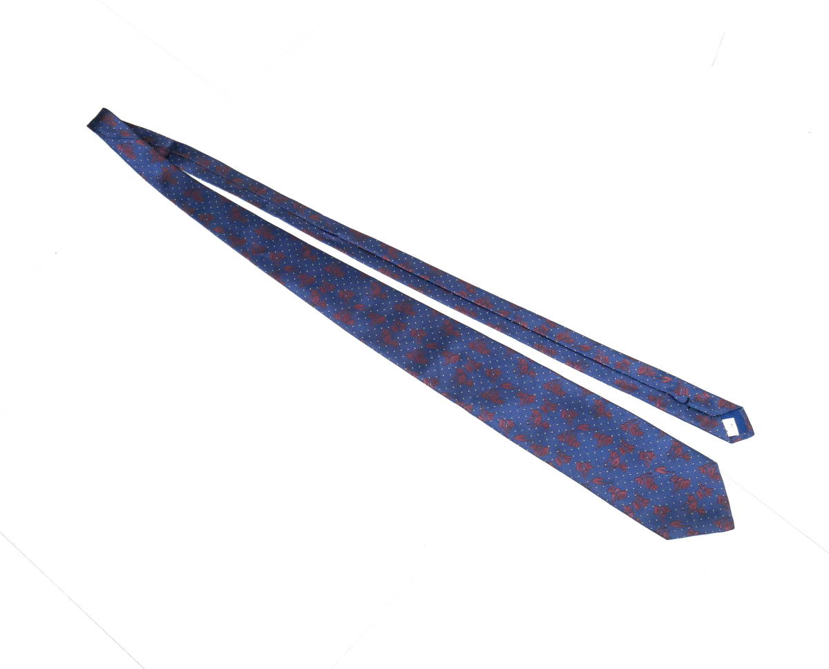 V postage 180 jpy V(R602-E73)UNITED COLORS OF BENETTON necktie Benetton dot pattern navy silk 100% silk flower . plant 
