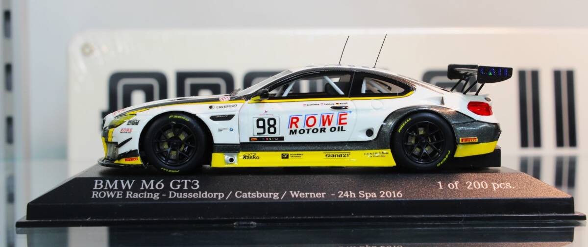 絶版ミニチャンプス,437 162698, BMW M6 GT3 ROWEレーシング　スパ24時間レース2016 / MINICHAMPS BMW M6 GT3 ROWE Racing 24th Spa 2016_画像3