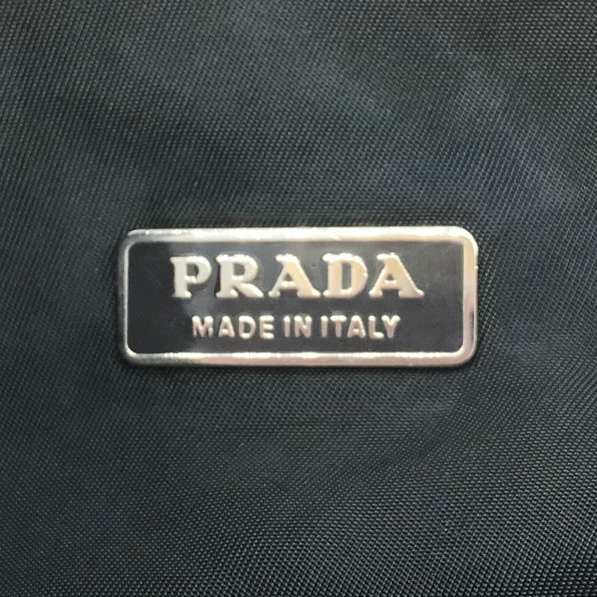 １円 PRADA プラダ ナイロン ロゴプレート テスート ミニ ハンド ポーチ バッグ ブラック a2248_画像9