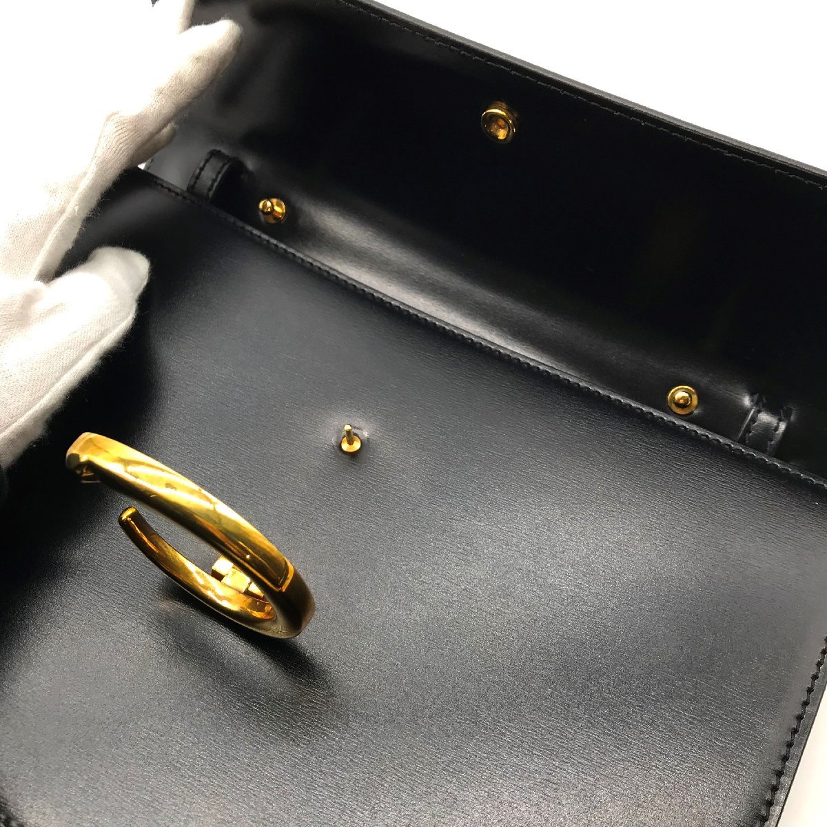 Cartier カルティエ パンテール スクエア型 パンサー レザー ヴィンテージ 2WAY ショルダー クラッチ バッグ ブラック 美品 a1649_画像6