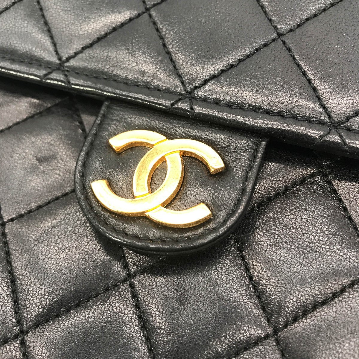 CHANEL シャネル ココマーク マトラッセ プッシュロック チェーン ショルダー バッグ ブラック 美品 M10982_画像10