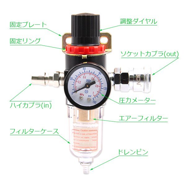 ◆送料無料◆ エアーレギュレーター 空気圧レギュレータ 空気圧調整器 水分離器 エアツール コンプレッサーに！ エアー 銅製フィルター_画像4