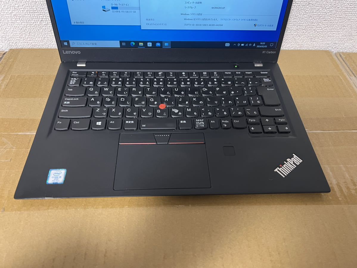 Lenovo ThinkPad X1 Carbon 5th Gen Core i5 7300U 2.6GHz/8GB/256GB(SSD)/14W/FHD_画像4