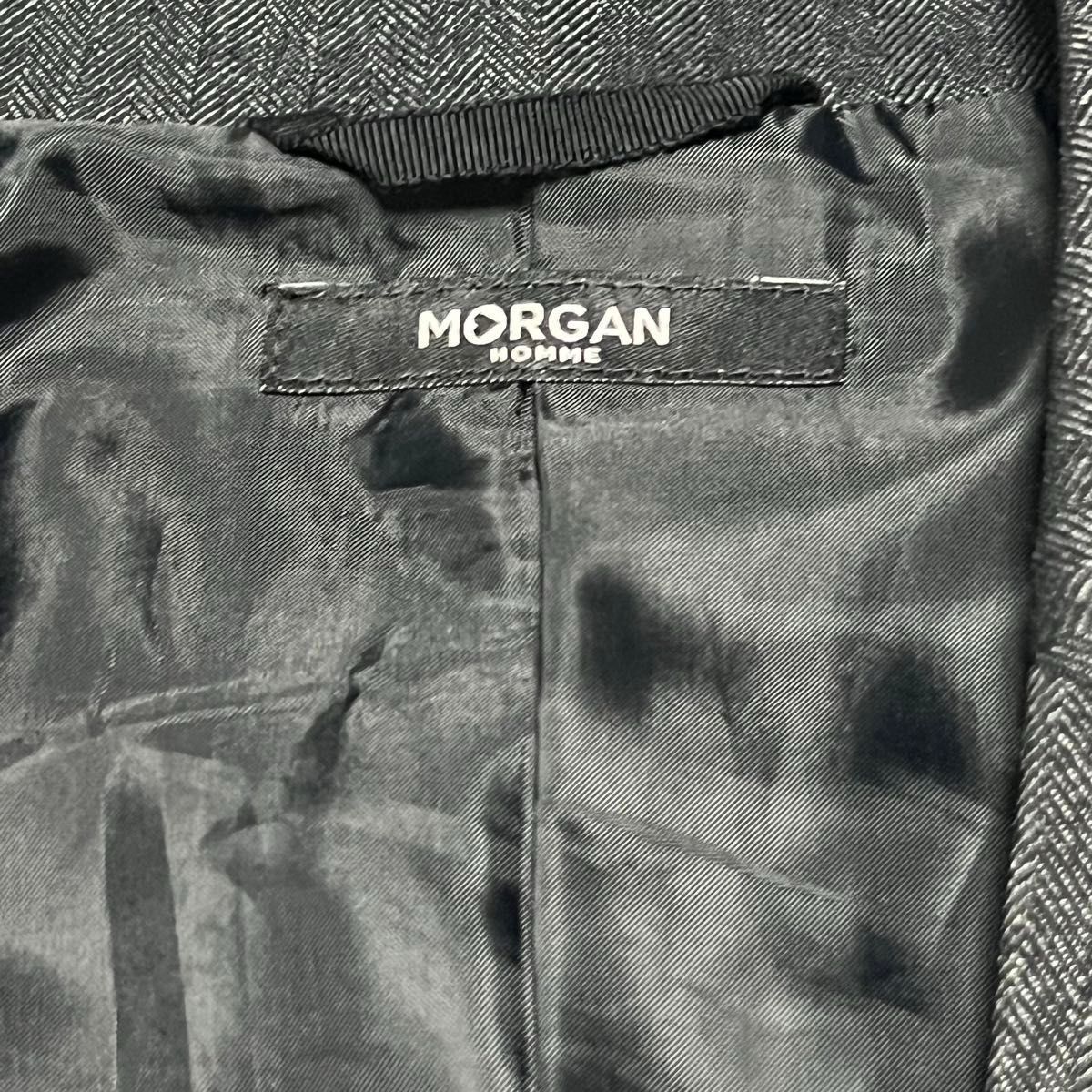 MOLGAN HOMME モルガンオム　スーツ　セットアップ ストライプ ジャケット 黒 上下 ビジネス グレー　本日特価