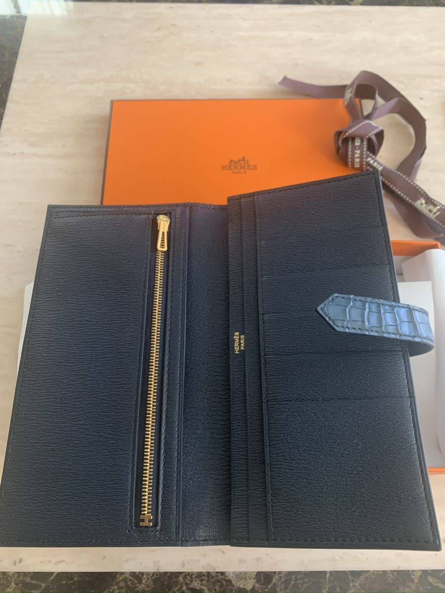 新品 未使用！ エルメス ベアン クロコダイル マット グリーン HERMES 財布 アリゲーター