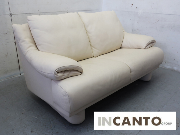 ■P826■IDC大塚家具■イタリア■インカント/INCANTO■35万■総革/本革■2人掛けソファ/2Psofa/2シーター■モダン■ホワイト/白■