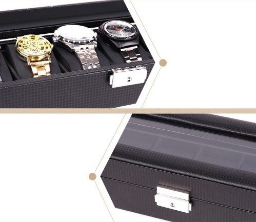 送料無料 腕時計が映えるブラックインナー仕様！腕時計ケース 収納ボックス ディスプレイ 6本 鍵付き コレクション収納 ウォッチケース 黒_画像8
