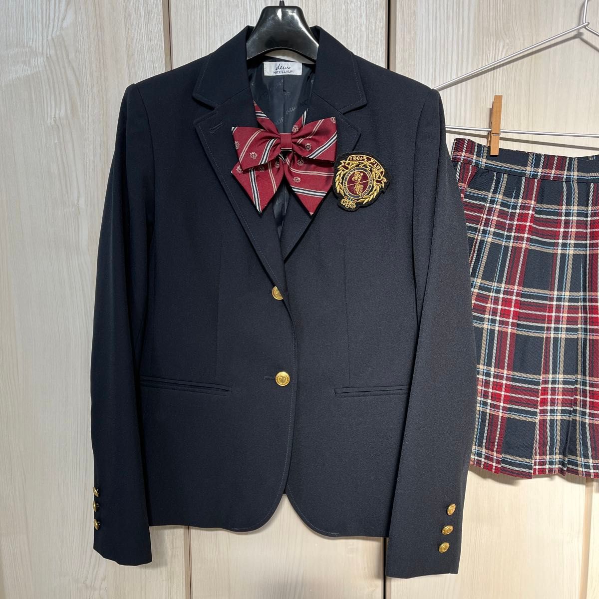 NICE CLAUP deux ジャケット　卒業式、入学式　制服 ブレザー チェックスカート 女子 学生服　リボン　まとめ売り