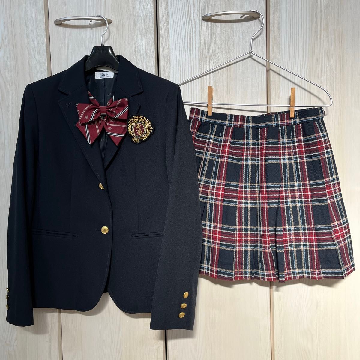 NICE CLAUP deux ジャケット　卒業式、入学式　制服 ブレザー チェックスカート 女子 学生服　リボン　まとめ売り