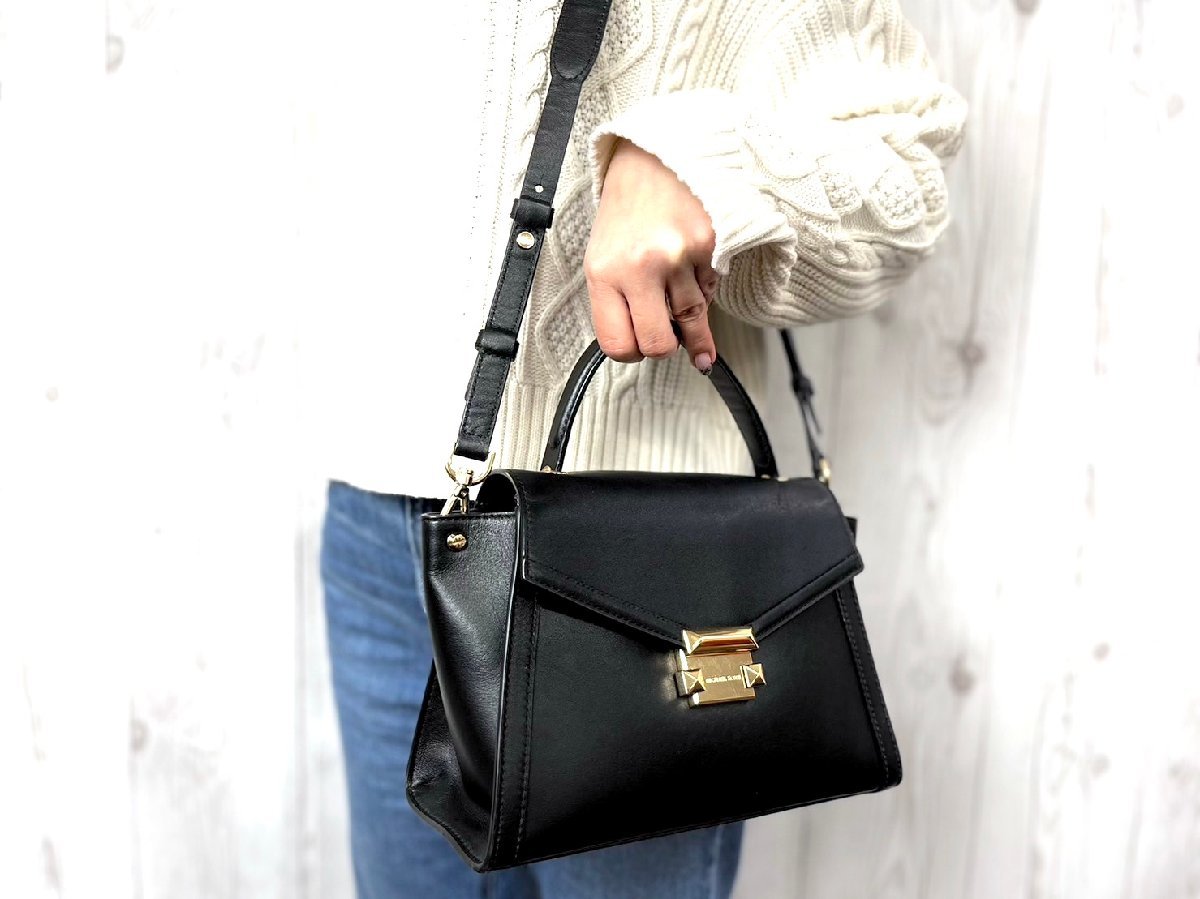 極美品 MICHAELKORS マイケルコース ハンドバッグ ショルダーバッグ バッグ レザー 黒 2WAY 68082_画像1