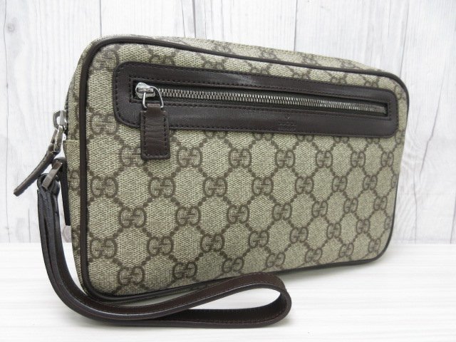 未使用展示品 GUCCI グッチ GGスプリーム セカンドバッグ ハンドバッグ バッグ レザー 茶 メンズ 68360_画像2