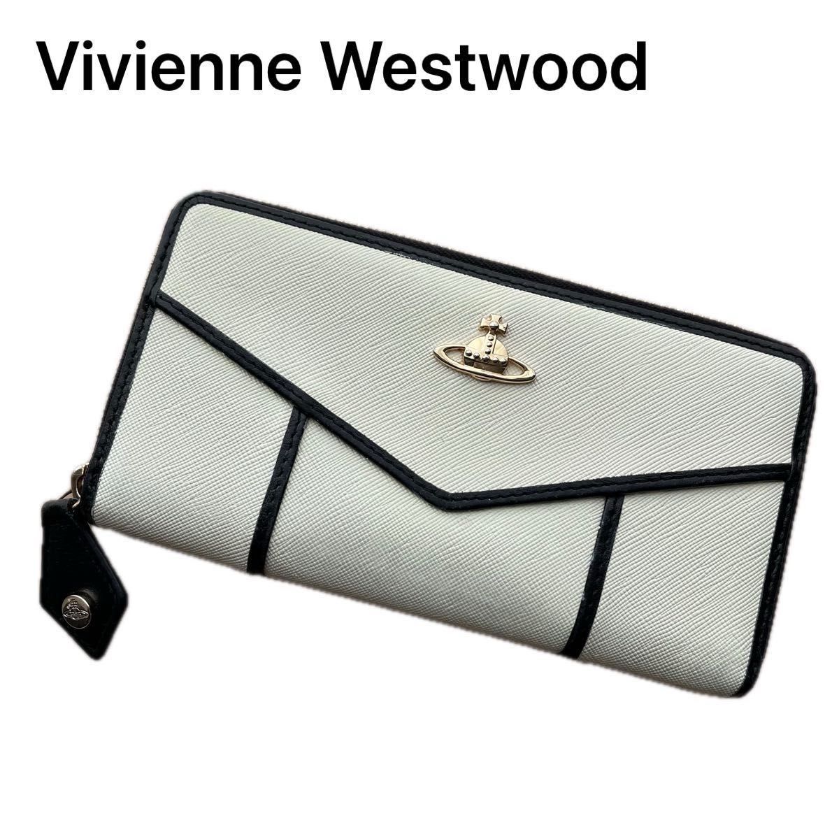 Vivienne Westwood 長財布 ホワイト オーブ ラウンドジップ ラウンドファスナー ヴィヴィアンウエストウッド