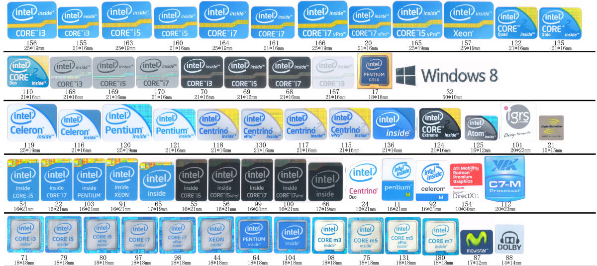 即決170【 CORE i7 】グレーエンブレムシール追加同梱発送OK■ 条件付き送料無料 未使用_画像3