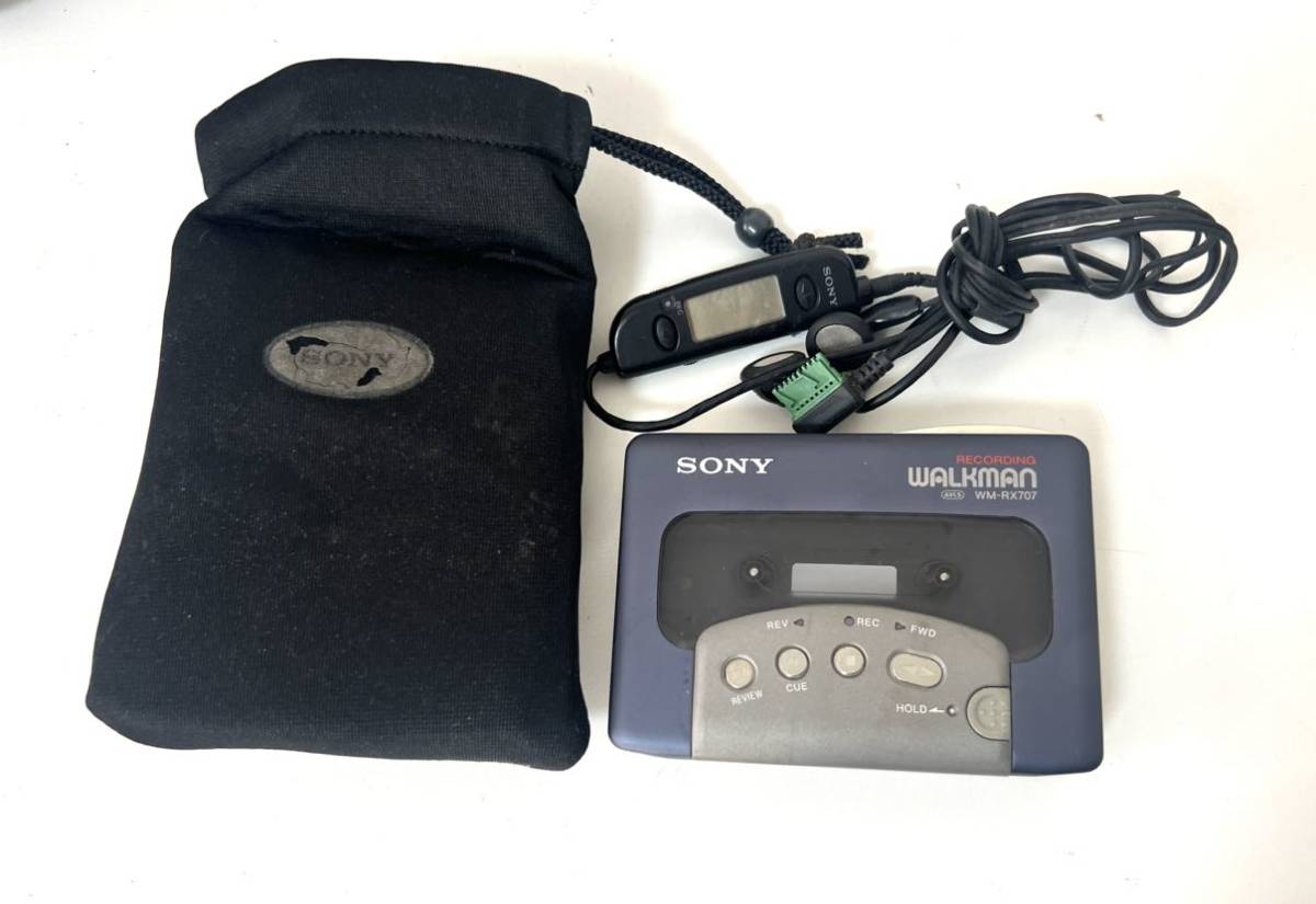 ■ SONY WALKMAN WM -RX707 ポータブル カセットプレーヤーソニーウォークマン カセットプレーヤー 当時物 保存袋 リモコン_画像1