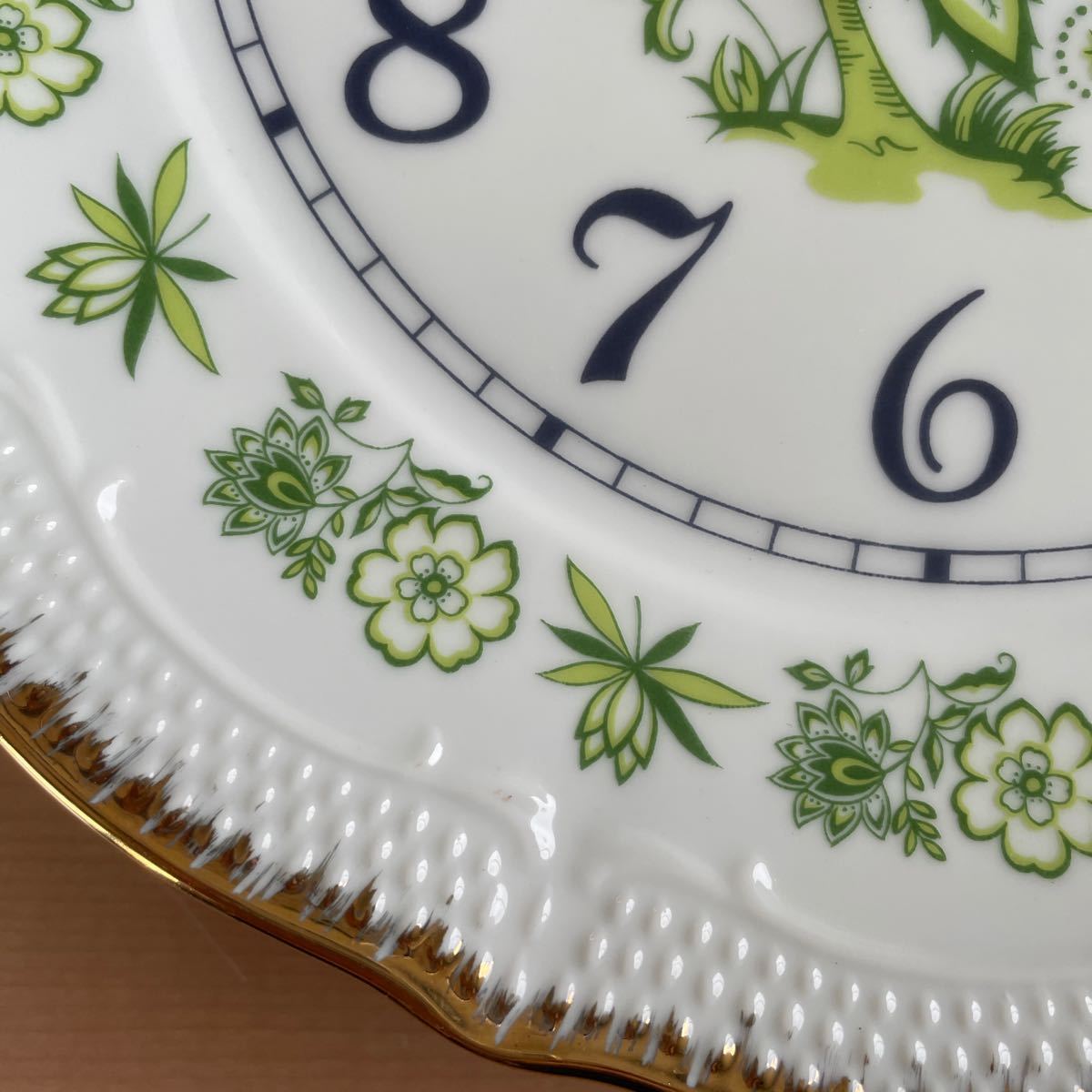 CITIZEN シチズン 掛け時計 お皿 グリーン 花柄 アナログ インテリア おしゃれ 動作確認済みの画像6