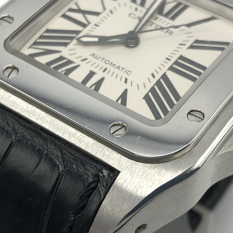 【中古】Cartier サントス100 LM 腕時計 W20073X8 ブラック カルティエ[240010419824]_画像6