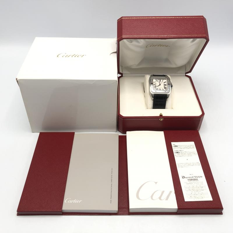 【中古】Cartier サントス100 LM 腕時計 W20073X8 ブラック カルティエ[240010419824]_画像9