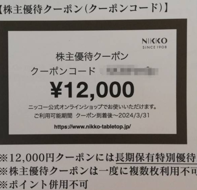 ★即決歓迎★NIKKO　株主優待クーポン券　12000円分　2024・3・31まで　送料無料_画像1