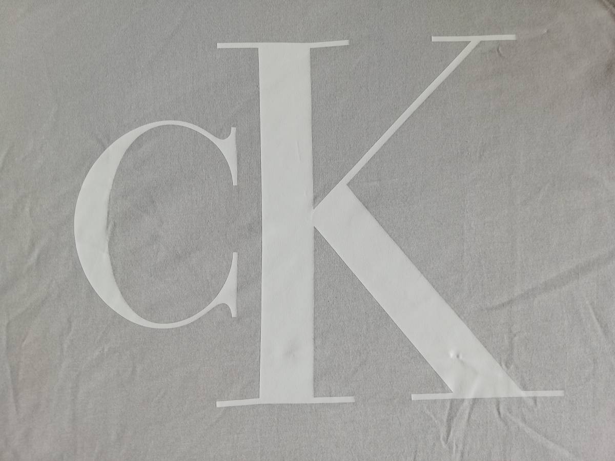 新品未使用！ カルバンクライン メンズ ckロゴ Tシャツ Lサイズ ベージュ/ホワイト 半袖 カットソー Calvin Kleinの画像2