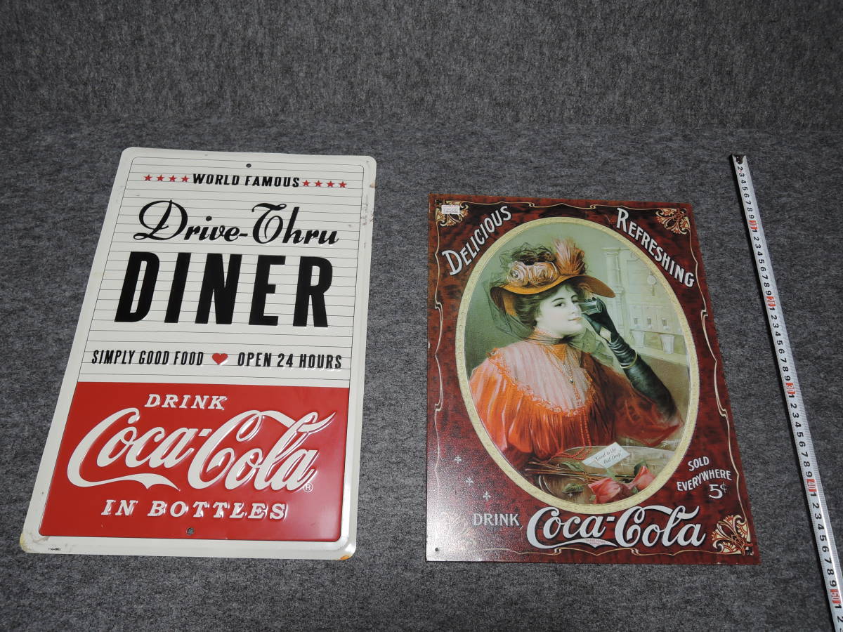 USED雑貨品:COCA-COLA 看板 ブリキ サイン コカ・コーラ アルミ/スチール製 2点 _画像2