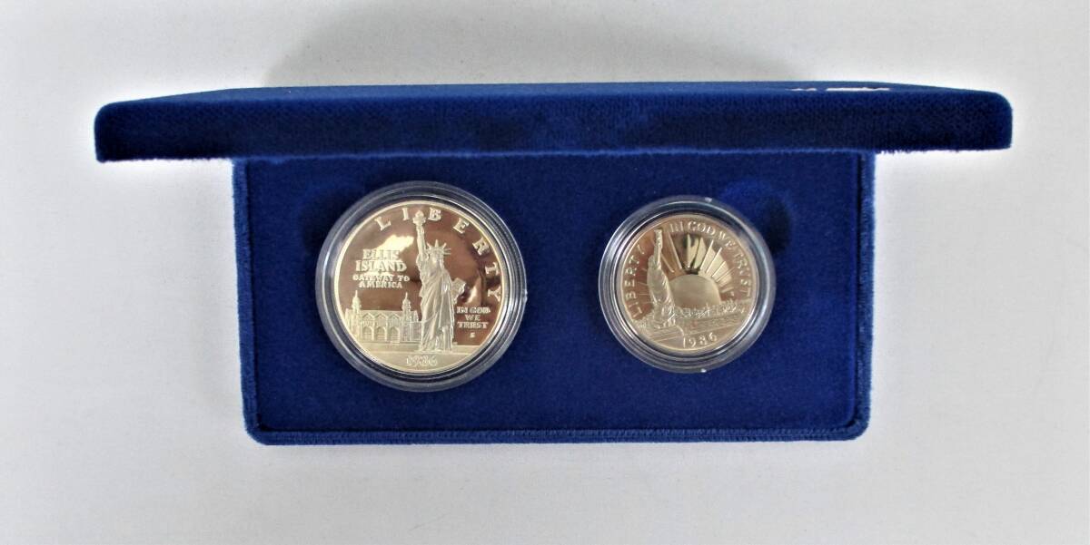 ●アメリカ合衆国●１９８６年自由の女神記念コイン プルーフコイン（２枚）　１セット●ケース入り●ｔz870_画像4
