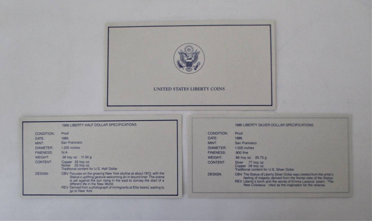 ●アメリカ合衆国●１９８６年自由の女神記念コイン プルーフコイン（２枚）　１セット●ケース入り●ｔz870_画像10