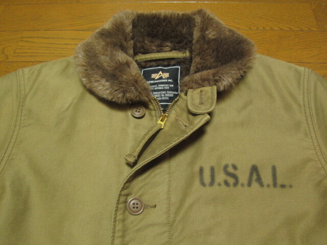 美品良好 ALPHA INDUSTRIES アルファ インダストリーズ N-1 N1 デッキジャケット U.S.A.L. 20521-314 L / USN フライト ジャケット_画像4