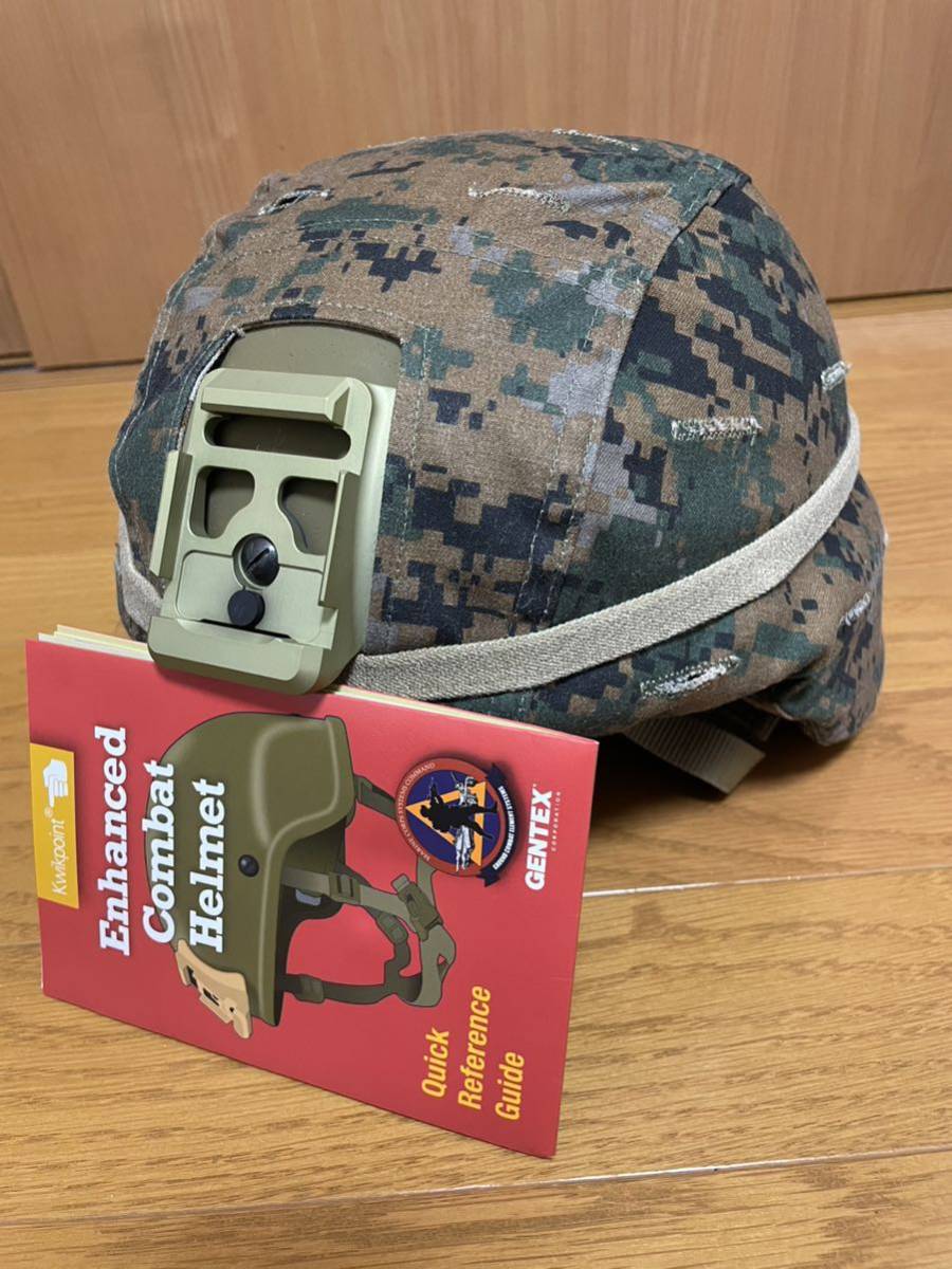 米軍 実物放出品 ECH ヘルメット Lサイズ  USMCカバー オプスコアNVマウント チンストラップ バンド付き 新品の画像1