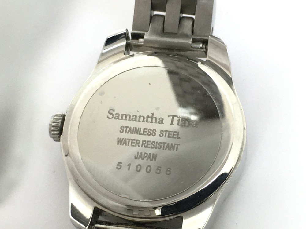 ●【同梱可】【60】ジャンク品 Samantha Tiara サマンサティアラ 腕時計 シェル レディース ケース付き シルバー ※動きません