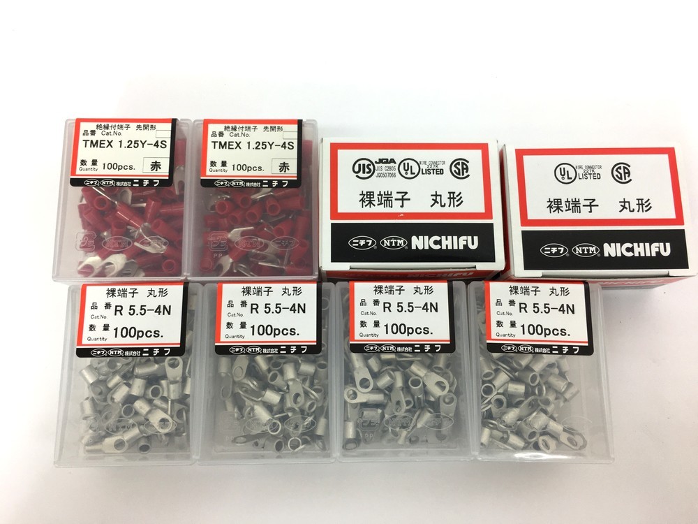 【同梱可】【60】未使用品 ニチフ NICHIFU TMEX1.25Y-4S R5.5-4N R5.5-8 R8-4S 絶縁付端子 裸端子 先開形 丸形 各100PCS まとめセット_画像1