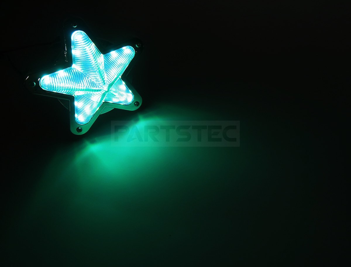 星型 LED サイドマーカー メッキ グリーン 緑 12V 24V 兼用 4個セット トラック ライト ランプ 照明 デコトラ レトロ 星形 /146-175x4_画像8