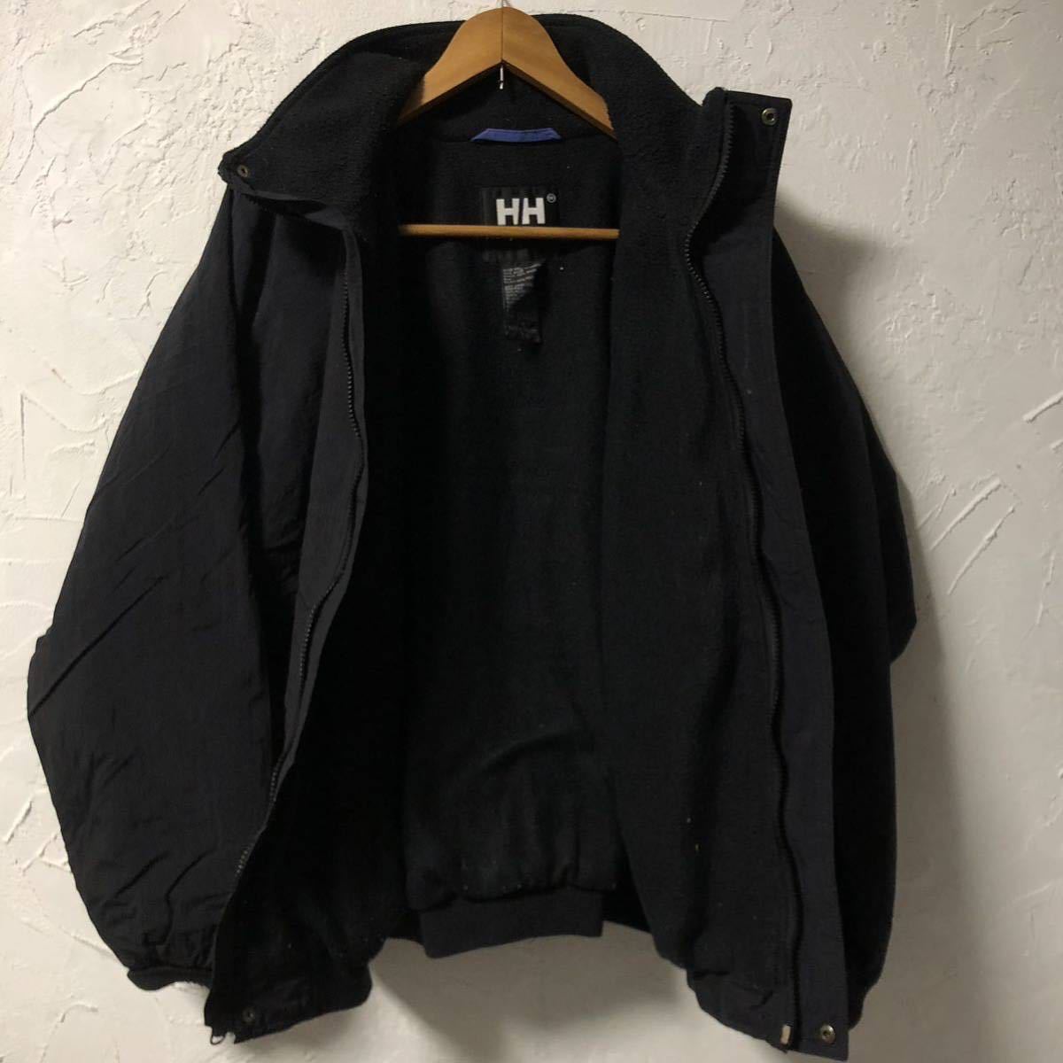 H6 HELLY HANSEN ナイロンジャケット シェル フリース ヴィンテージ ヘリーハンセン アウトドア ブラック H/H 90s vintage アウター _画像2