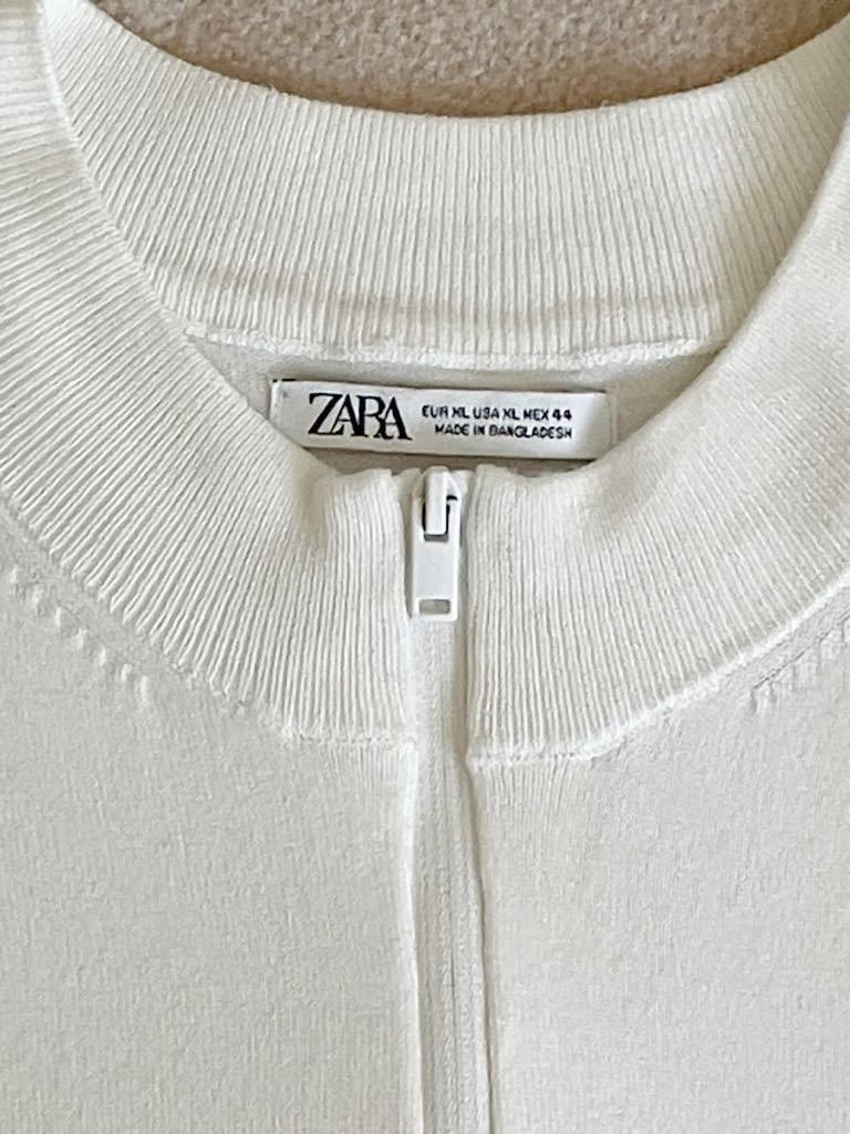 送料無料　ZARA ザラ　ジッパー　ニットTシャツ　ホワイト