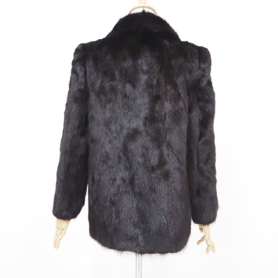 美品【 FUR FLASH / BIGサイズ / ベーシック 】高級毛皮 ブラックミンク ◆ハーフコート 70cm丈 ◆黒色に近いDB ◆サイズ 13号 ◆T620Y_画像6