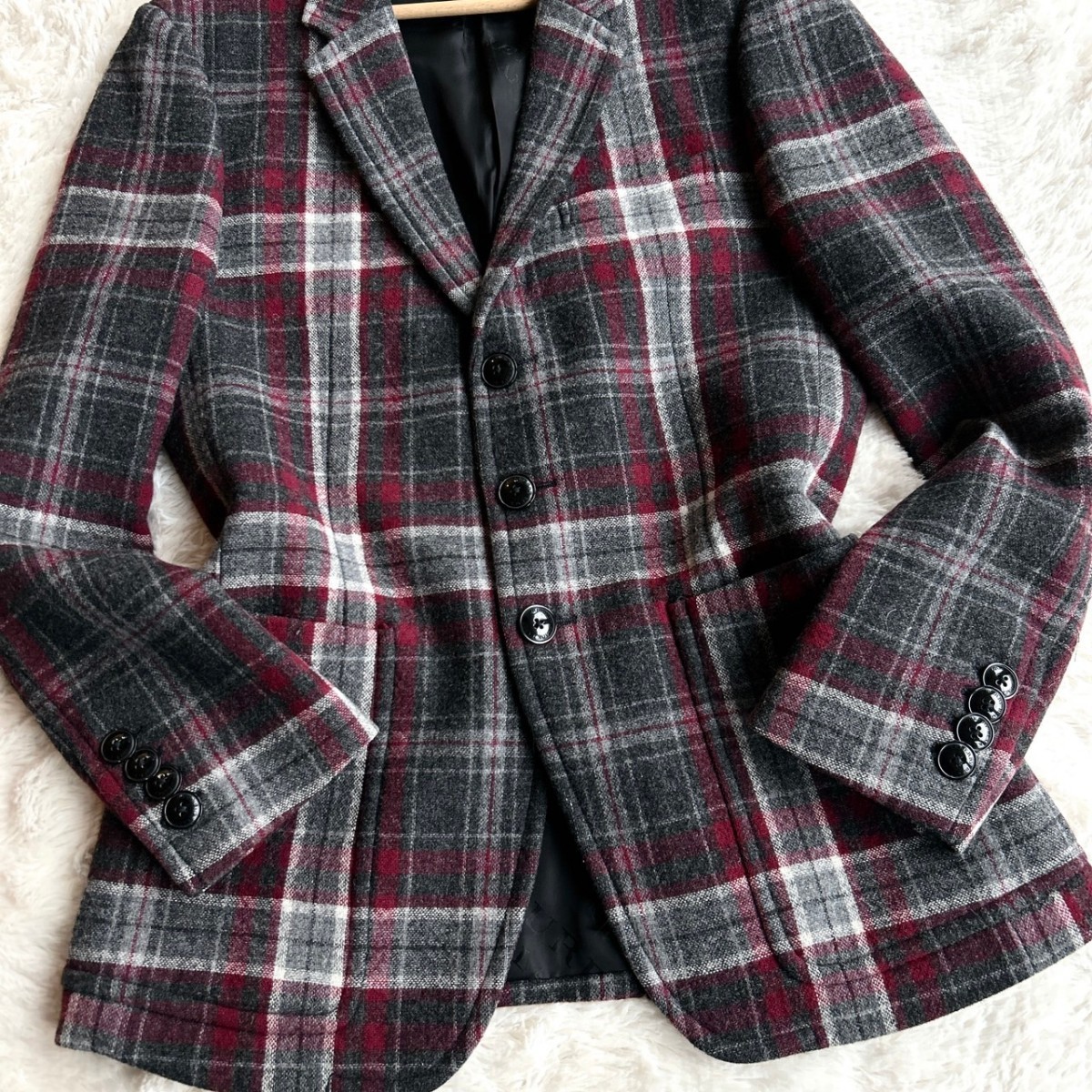 希少Lサイズ【極上の逸品】BURBERRY BLACK LABEL バーバリーブラックレーベル 上質ツイード テーラードジャケット ノバチェック メンズ_画像4