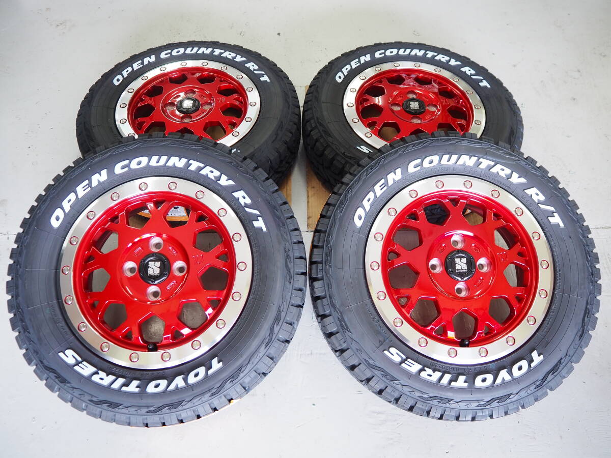 ゴツゴツ系 要リフトアップ MLJ XTREME-J XJ04 14inch 4.5J 4H100 +43 RED TOYO オープンカントリーR/T 165/80R14 軽トラ 軽バン ハスラー_画像1