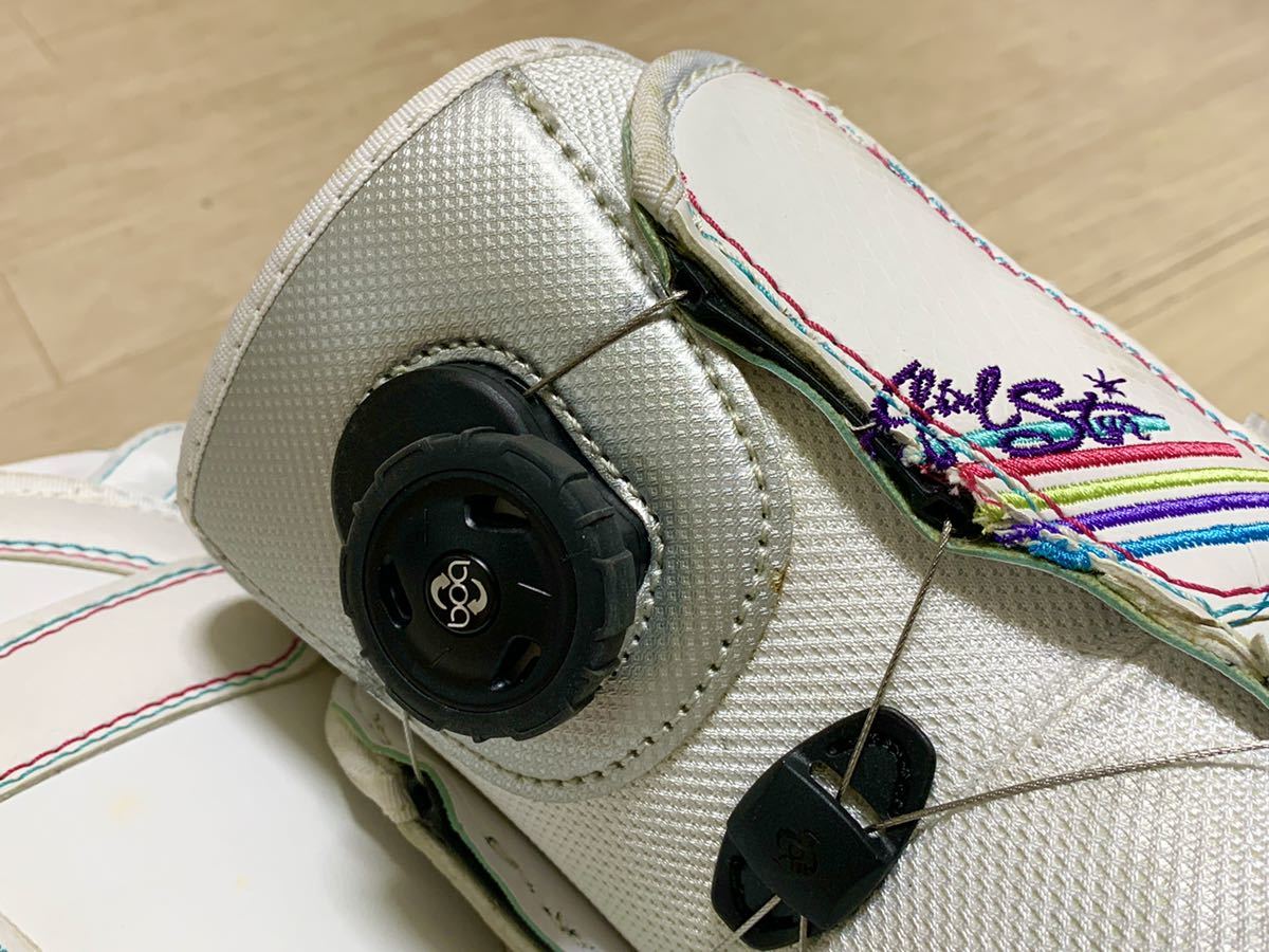 スノーボード ブーツ 23.5cm BOA White/Green/Pink 美品 2day使用のみ スノボ_画像6