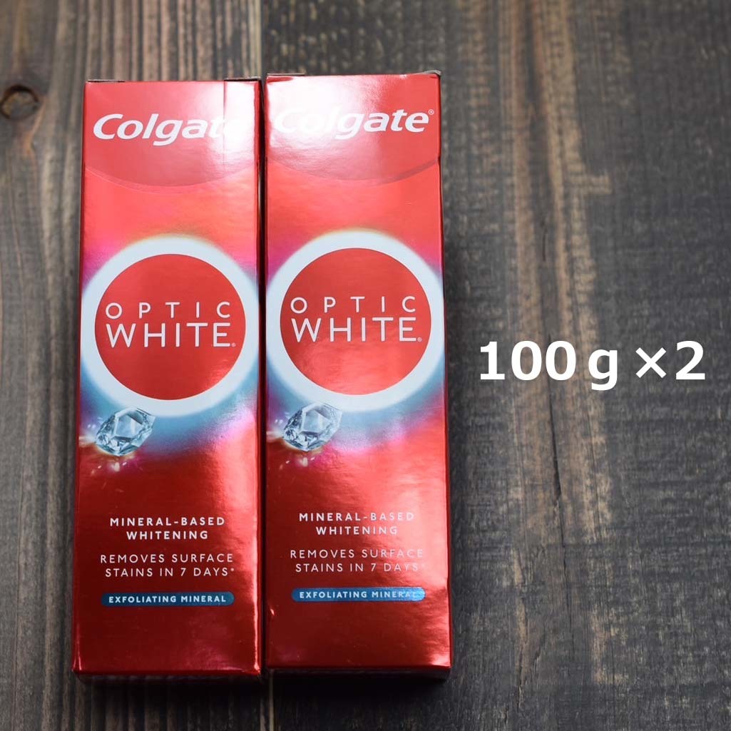 Colgate コルゲート オプティックホワイト プラスシャイン 100g 2個セット ホワイトニング 歯磨き粉 新パッケージ EXFOLIATING MINERAL_画像1