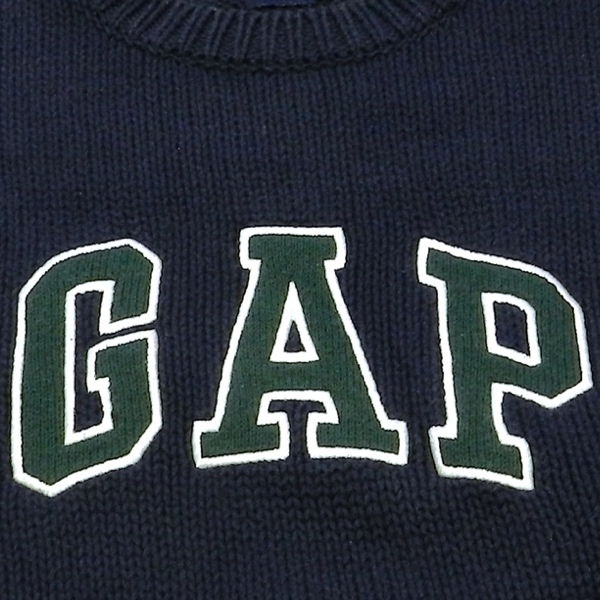 GAP ギャップ 90's 香港製 オールド ビンテージ ロゴ コットン ニット セーター 紺 / 緑 レディース 大きい XL_画像6